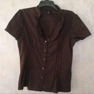 Brown button up top